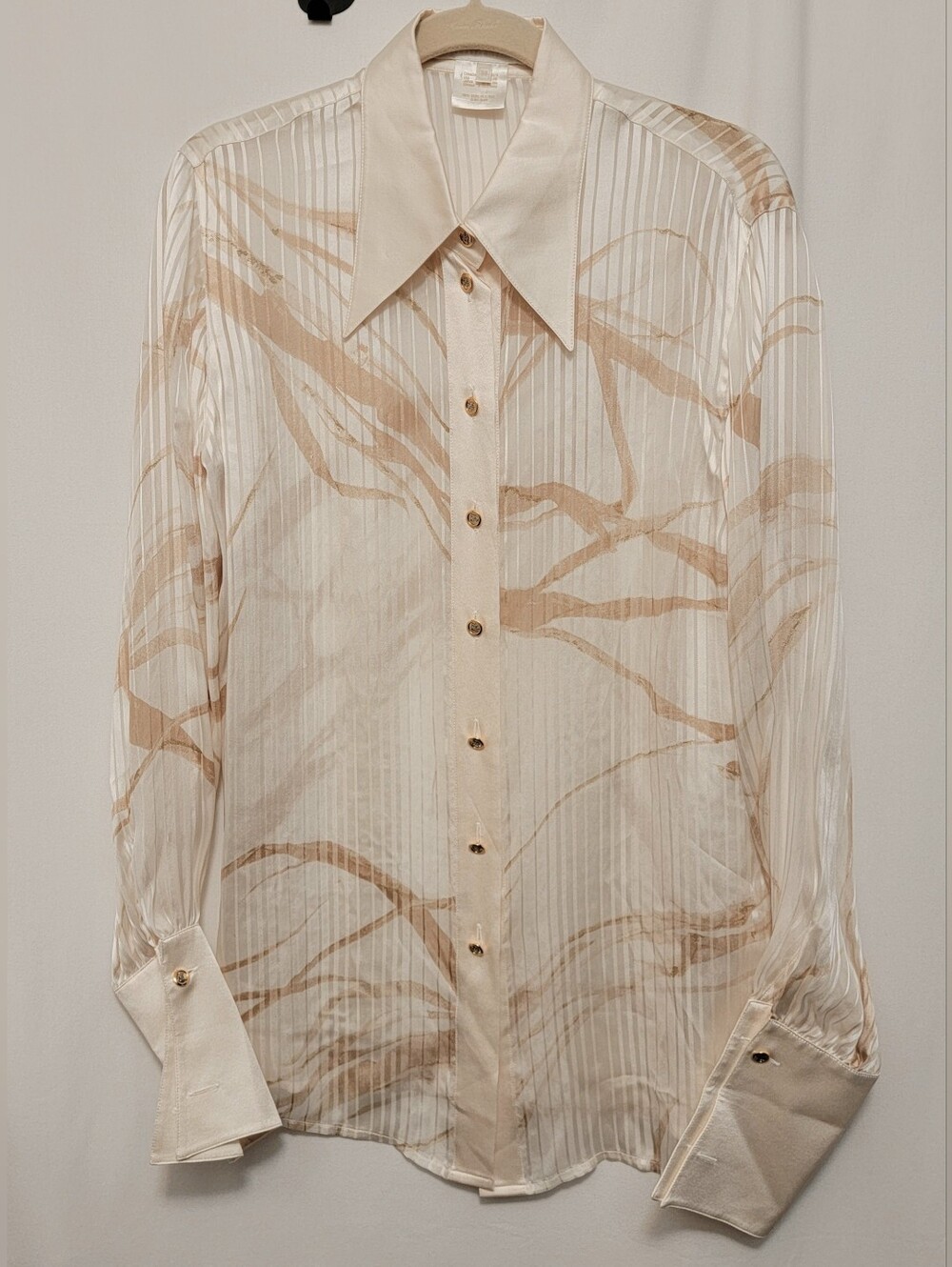 Vintage ESCADA Marble Print Silk Blouse - Picture 2 of 9